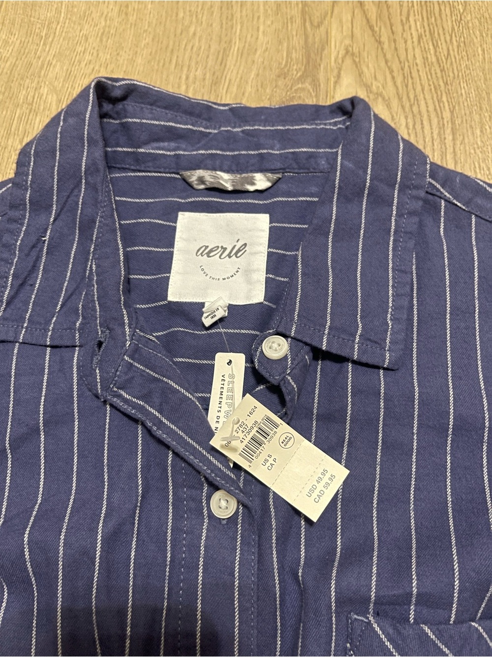 NWT Aerie Off-Duty Flannel Pajama Shirt (S) - Picture 4 of 6